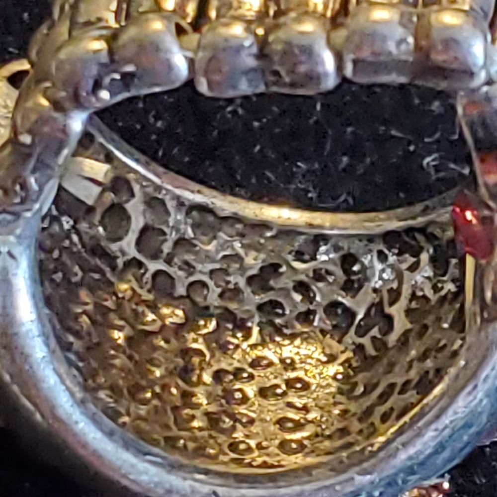 Silvertone Stretch Ring With Multi Colored Rhines… - image 6